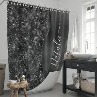 Metallic Black Glitter Personalized