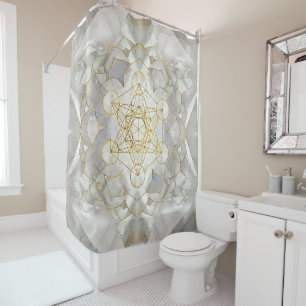 Rideaux De Douche Métatron's Cube in lotus Sacred Geometry