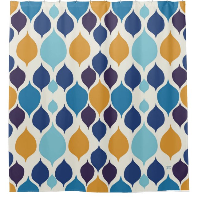 Rideaux De Douche Mi-siècle 1960 Géométrique   (Devant)