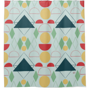 Rideaux De Douche Mi-siècle Mod Mint Géométrique