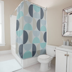 Rideaux De Douche Mi-siècle moderne bleu vert et gris
