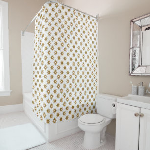 Rideaux De Douche Mi-siècle moderne Gold Starburst Motif douche