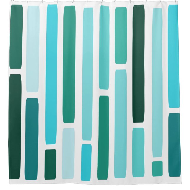 Rideaux De Douche Mi-Siècle Moderne Grilles Turquoise (Devant)