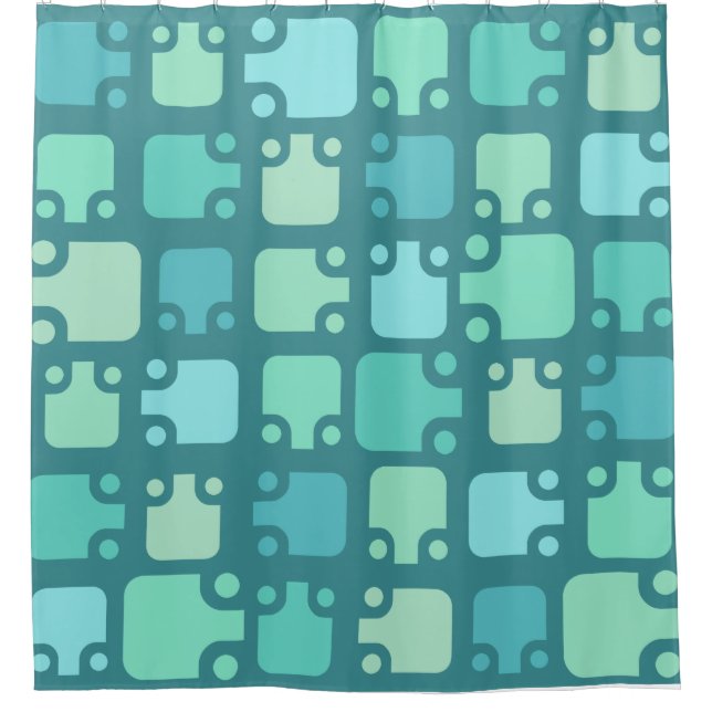 Rideaux De Douche Mi-siècle moderne Motif Océan bleu (Devant)