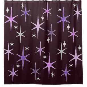 Rideaux De Douche Mi-siècle moderne Star Sky Purple