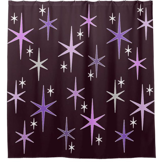 Rideaux De Douche Mi-siècle moderne Star Sky Purple (Devant)