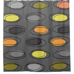 Rideaux De Douche Mi-Siècle Ovales modernes Scribbles gris ardoise