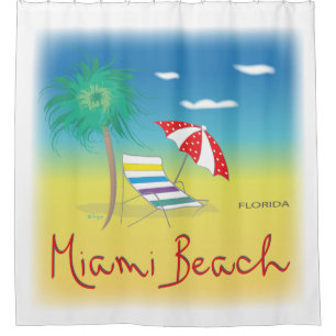 Rideaux De Douche Miami Beach, Floride Illustration - Cool graphique