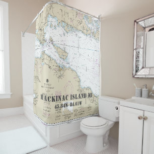 Rideaux De Douche Michigan Latitude Longitude Maquinac Nautique Isl.