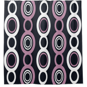 Rideaux De Douche Mid Century Chaîne Moderne Liens Mauve Blanc