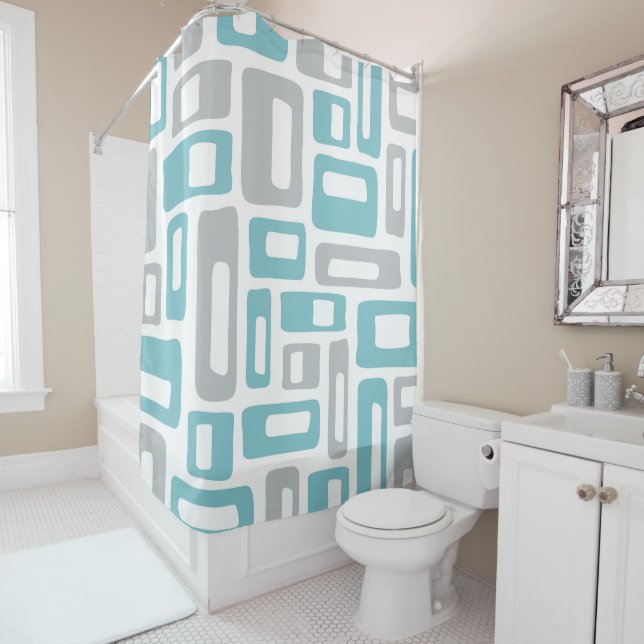 Rideaux De Douche Mid Century Modern Abstract Pattern (En situation)