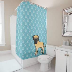 Rideaux De Douche Mignon Faon de Dessin Animé Chien Mastiff Anglais