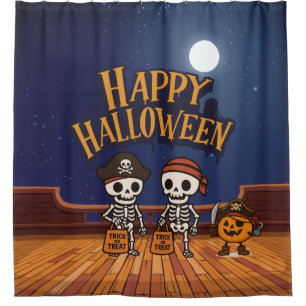 Rideaux De Douche mignon, squelettes et citrouille Halloween