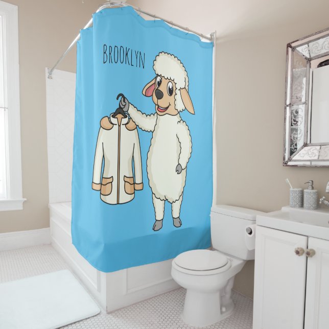 Rideaux De Douche Mignonne brebis avec blouson (En situation)