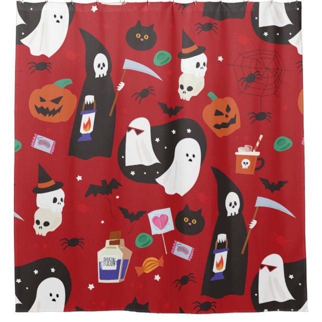 Rideaux De Douche mignonne halloween fantôme poison geek (Devant)