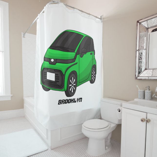 Rideaux De Douche Mignonne micro-voiture verte (En situation)