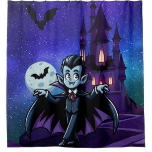 Rideaux De Douche Mignonne, whimsical Halloween vampire