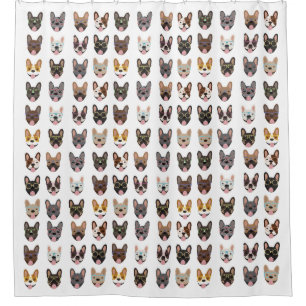 Rideaux De Douche Mignons Bulldogs français portant des lunettes