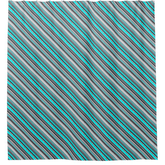 Rideaux De Douche Mignons motifs aztèques gris aqua (Devant)