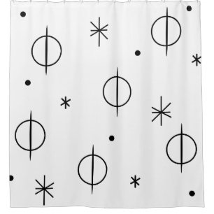 Rideaux De Douche Milieu du siècle moderne Cercles Abstraits Étoiles