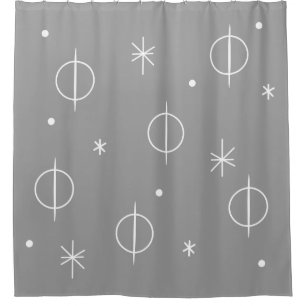 Rideaux De Douche Milieu du siècle moderne Cercles Abstraits Étoiles