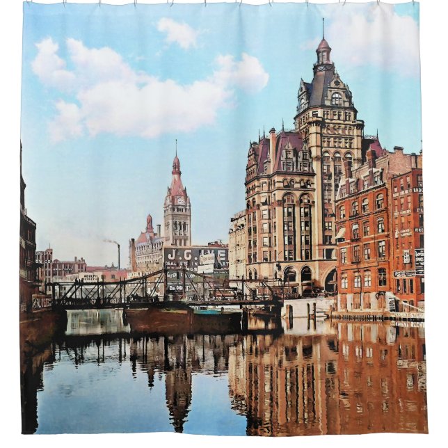 Rideaux De Douche Milwaukee WI - River from Sycamore St, Milwaukee (Devant)