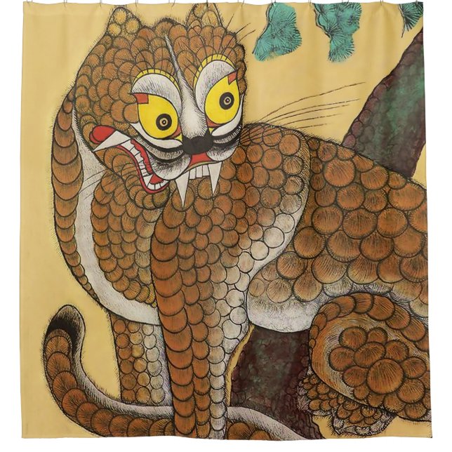 Rideaux De Douche Minhwa coréen de Tigres laides (Devant)