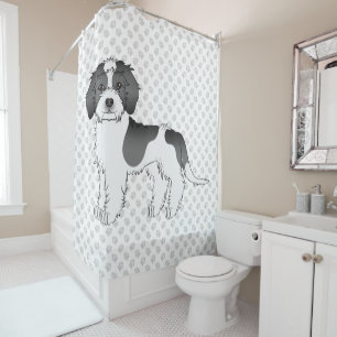 Rideaux De Douche Mini Goldendoodle noir et blanc à taches & Pattes