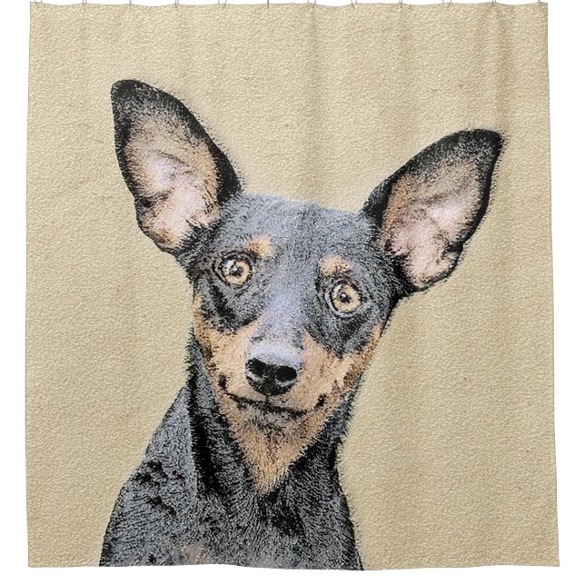 Rideaux De Douche Miniature Pinscher Peinture mignonne Chien Art ori (Devant)