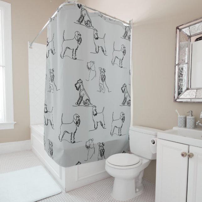 Rideaux De Douche Miniature Schnauzer Gris (En situation)