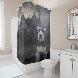 Rideaux De Douche Miniature Schnauzer Halloween Épouvantable