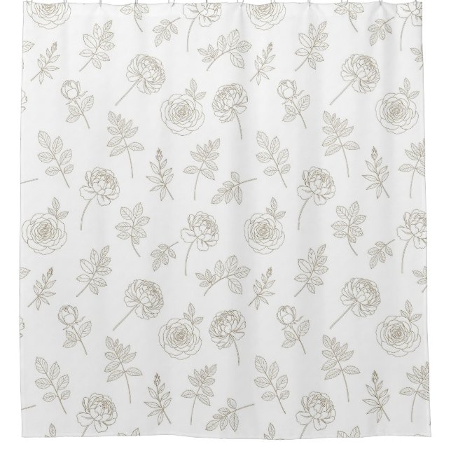 Rideaux De Douche Minimal Botanical Line Art Pattern (8) (Devant)