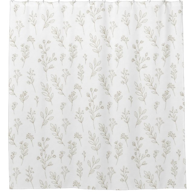 Rideaux De Douche Minimal Botanical Line Art Pattern (9) (Devant)