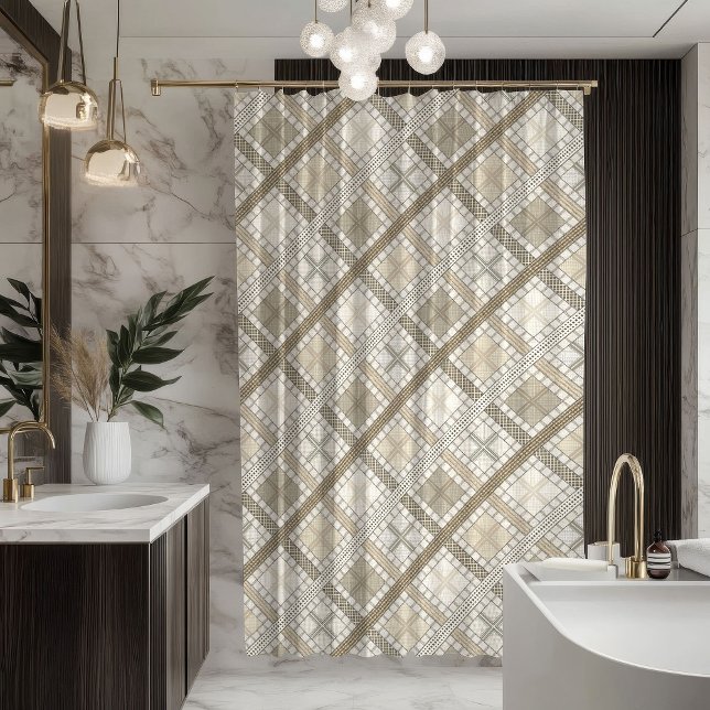 Rideaux De Douche Minimal Geometric Curtain Subtle Pastel Design (Minimal Geometric Curtain Subtle Pastel Design)