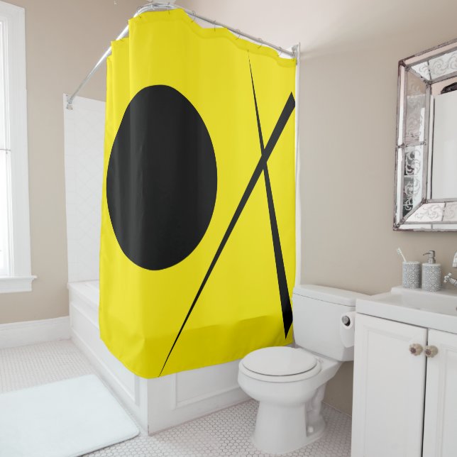 Rideaux De Douche Minimalisme moderne Art Abstrait Jaune Noir (En situation)