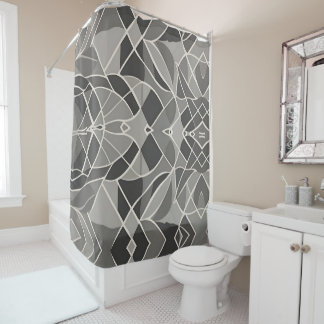 Rideaux De Douche Minimaliste gris géométrique Élégant contemporain