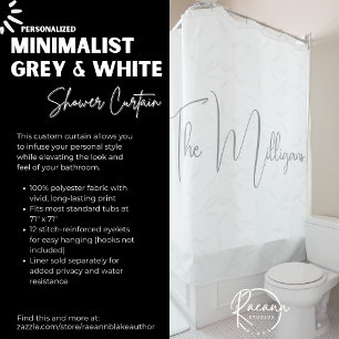 Rideaux De Douche Minimaliste Personnalisé Gris et Blanc