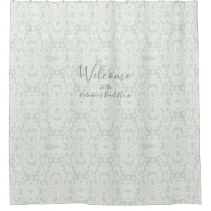 Rideaux De Douche Mint Green Grray Beach Ocean Damask Brocade Motif