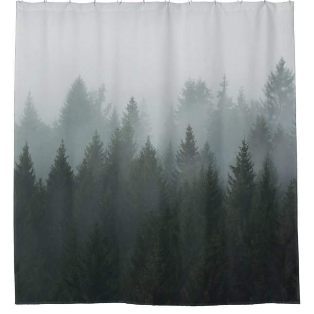 Rideaux De Douche Misty Mountain Forest Brouillard d'automne (Devant)
