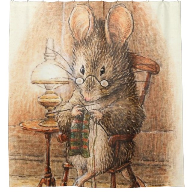 Rideaux De Douche "Mme Mouse Tricot" par Beatrix Potter (Devant)