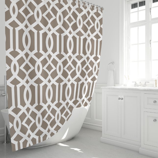 Rideaux De Douche Mocha et Treillis Blanc (Créateur téléchargé)