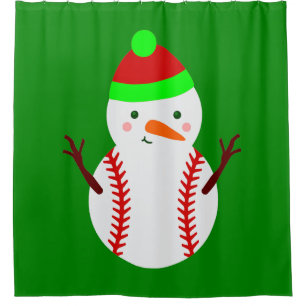 Rideaux De Douche moche bonhomme de neige de baseball de noël