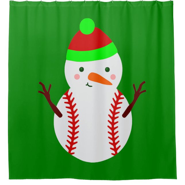 Rideaux De Douche moche bonhomme de neige de baseball de noël (Devant)