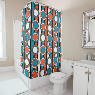 Rideaux De Douche mod Turquoise orange noir rayures motif