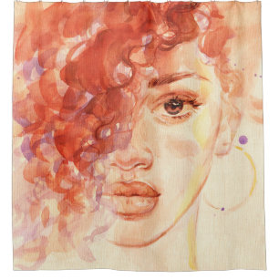 Rideaux De Douche Mode afro-américaine, aquarelle illustration.