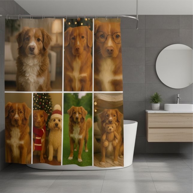Rideaux De Douche Modèle de collage photo personnalisé 7 photos (Photo Collage Personalized 7 Photo Template Shower Curtain by Ricaso. Upload own photos or artwork)