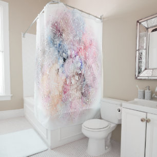 Rideaux De Douche Modèle de mandala blanc blanc Whimsical