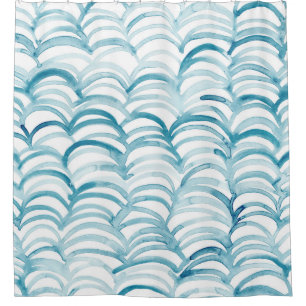 Rideaux De Douche Modèle de style japonais Vague bleueIllustration