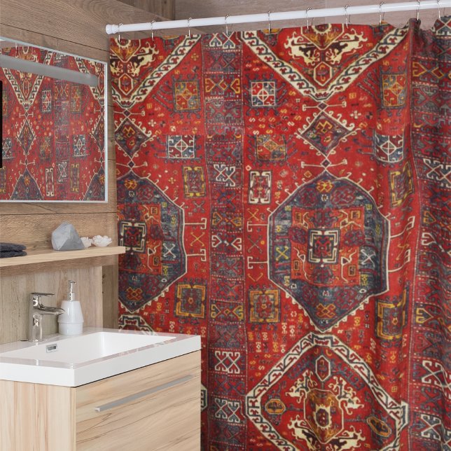 Rideaux De Douche Modèle de tapis Oriental en rouge et bleu (Créateur téléchargé)