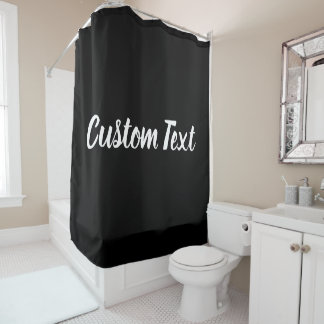 Rideaux De Douche Modèle de texte de script noir et blanc simple